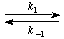 [reversible arrow rates k1 & k-1]